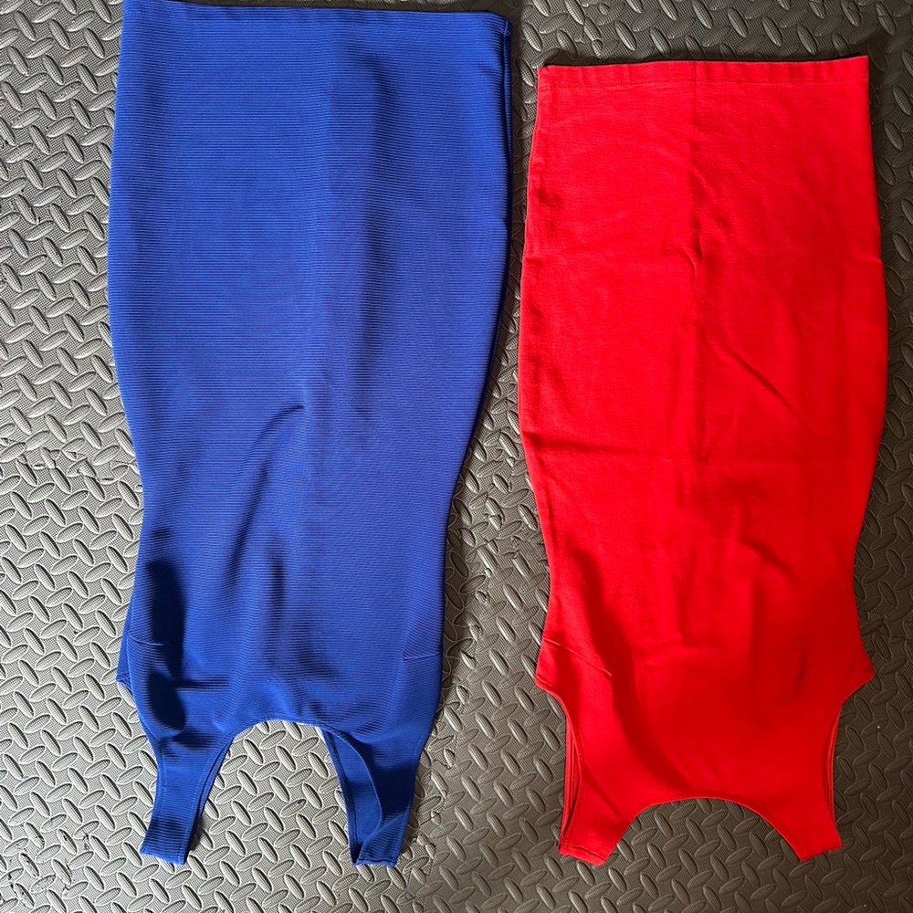 Blue and Red Sleeveless Dresses